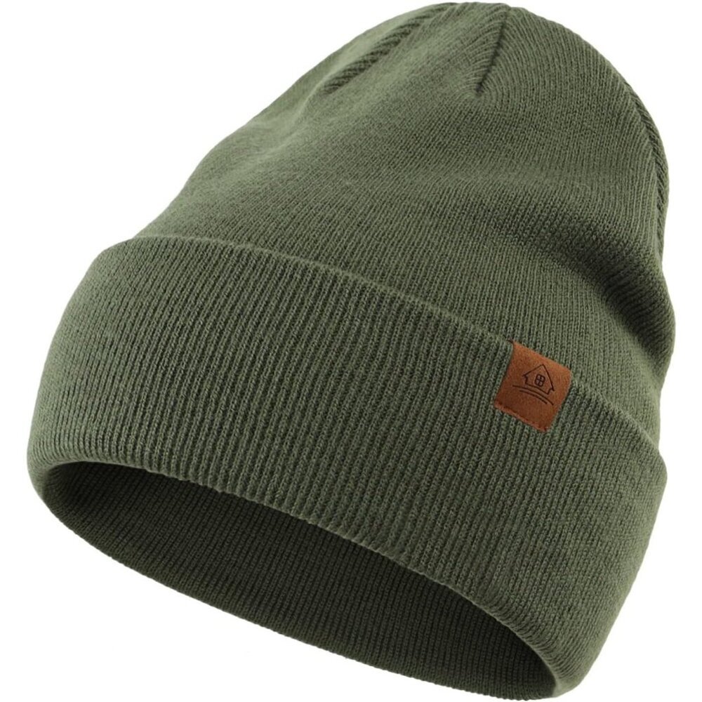 Men Green Winter Hats Acrylic Knit Cuff Beanie Cap Warm Women Beanie Hat